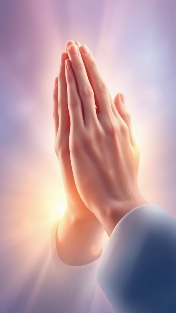 spiritual glow praying hands