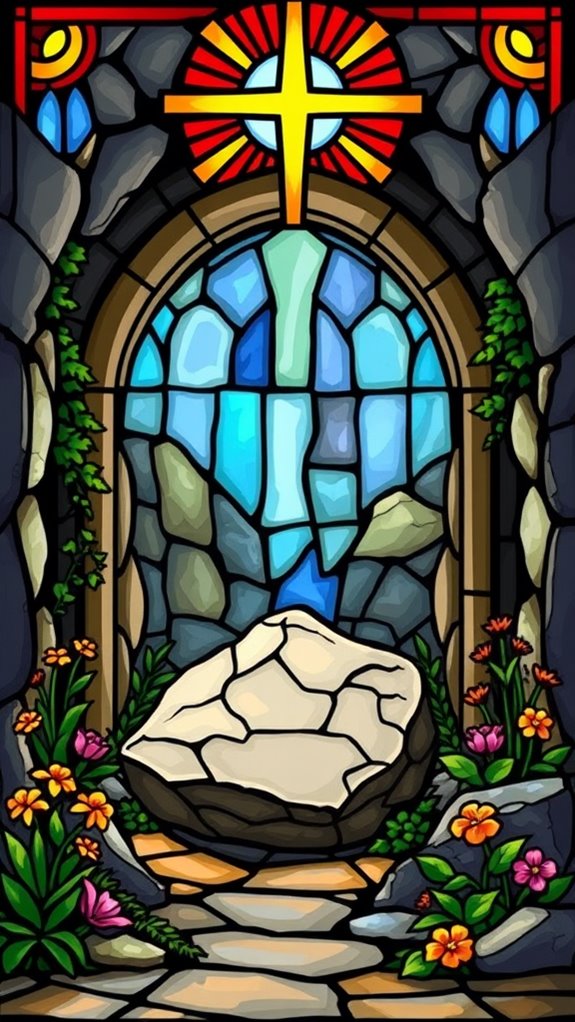 stained glass jesus tomb