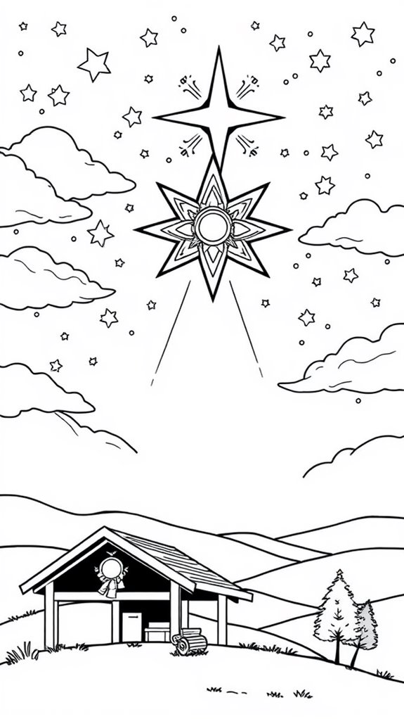 12 Star Of Bethlehem Coloring Pages - Starry Night Coloring Page 