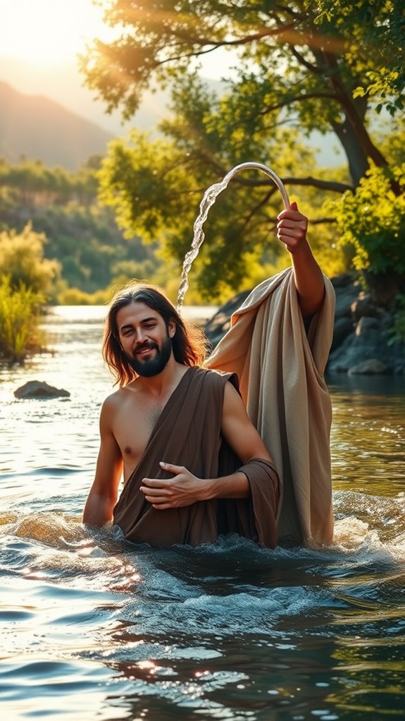 sunlit natural baptism scene