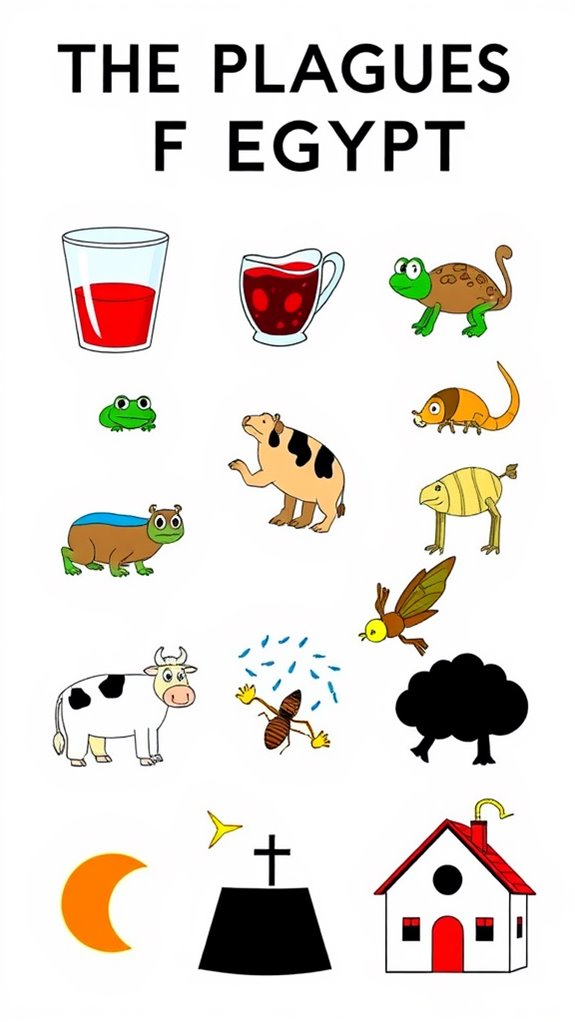 ten egyptian plagues illustrations