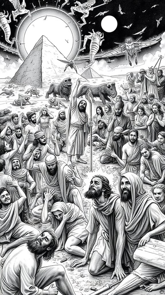 ten plagues illustrated monochrome