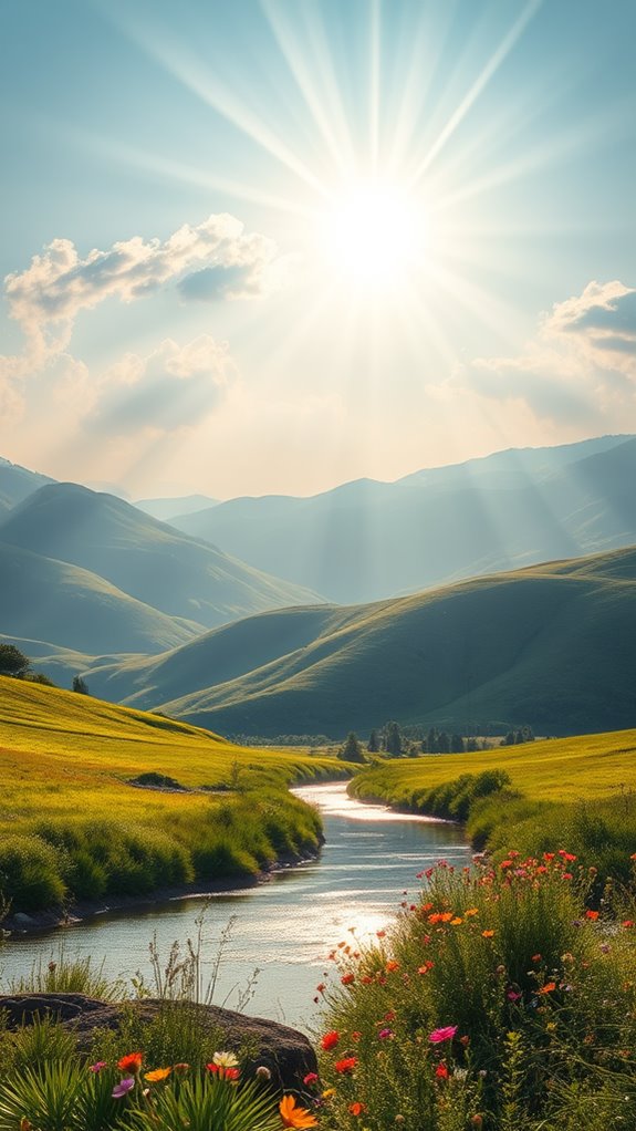 tranquil landscape with light