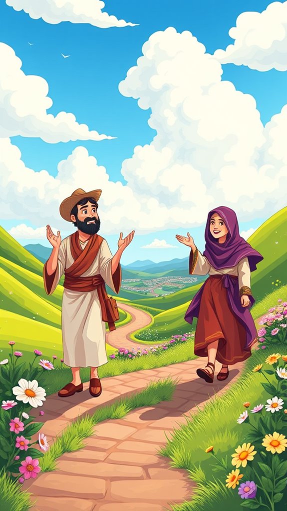 vibrant emmaus journey illustration
