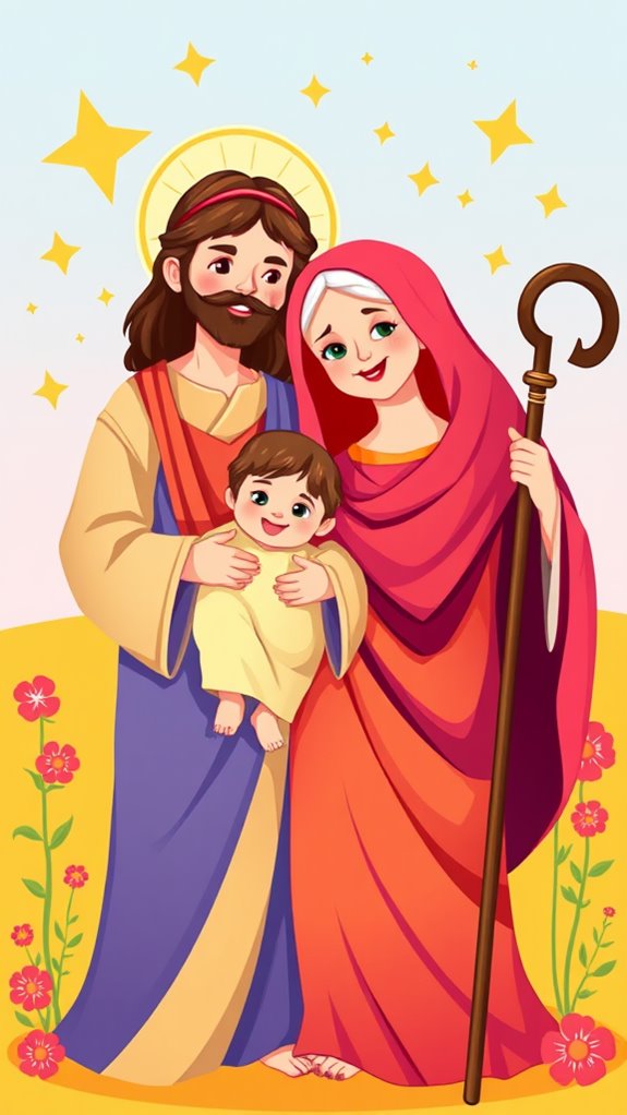 vibrant holy family illustration