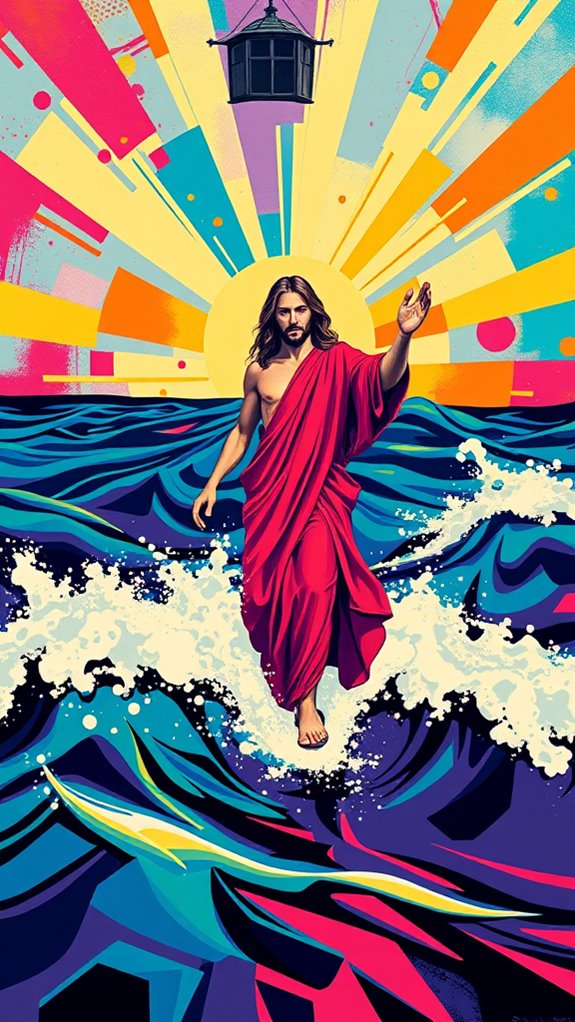 vibrant jesus water walking