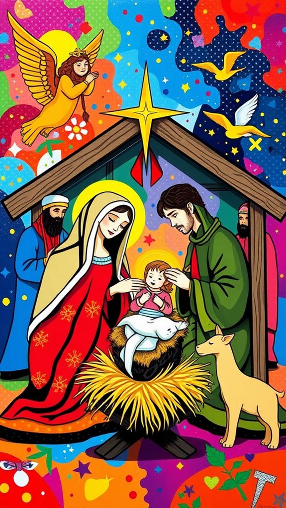 vibrant nativity scene artwork