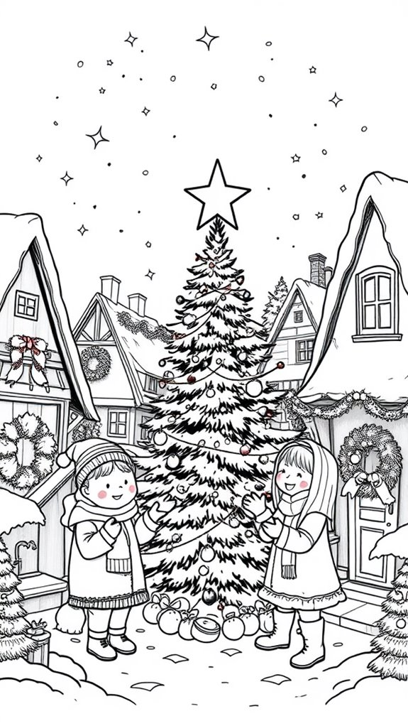 village christmas carolers coloring
