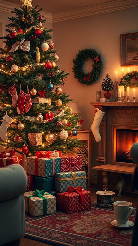 vintage christmas gifts displayed