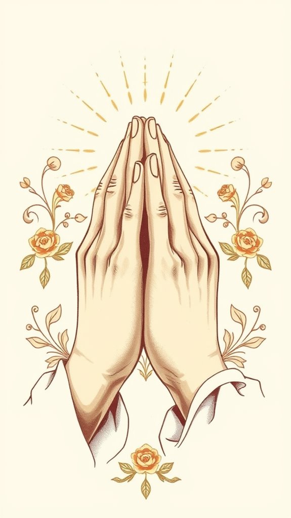 vintage illustrated praying hands