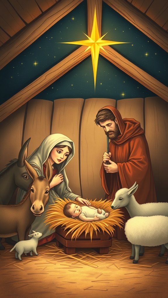 vintage jesus birth illustration