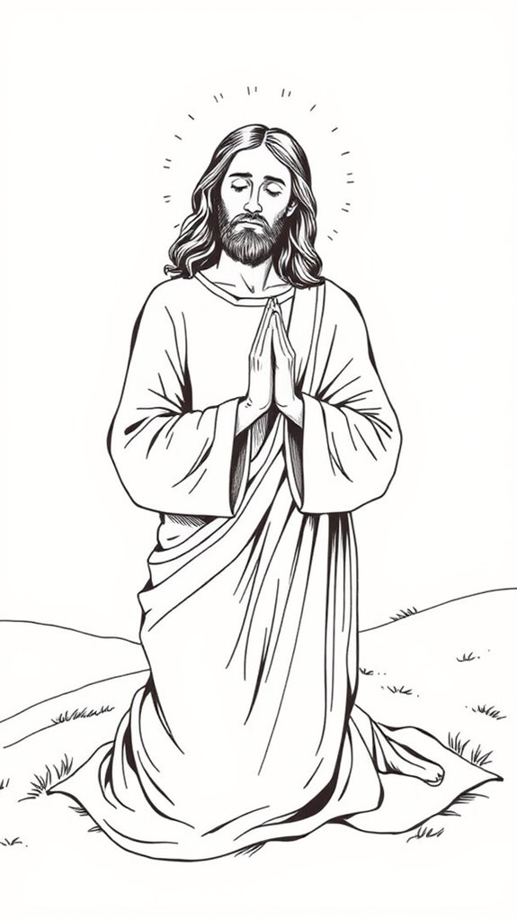 vintage jesus praying illustration