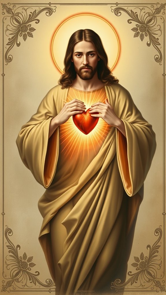 vintage sacred heart painting