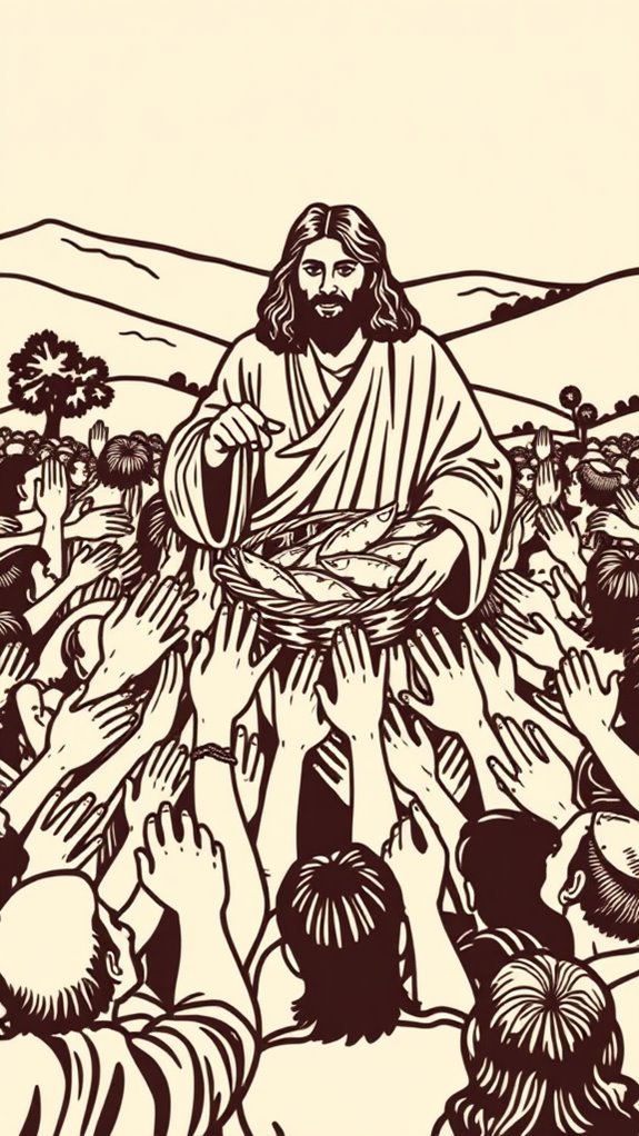 vintage woodcut jesus feeding