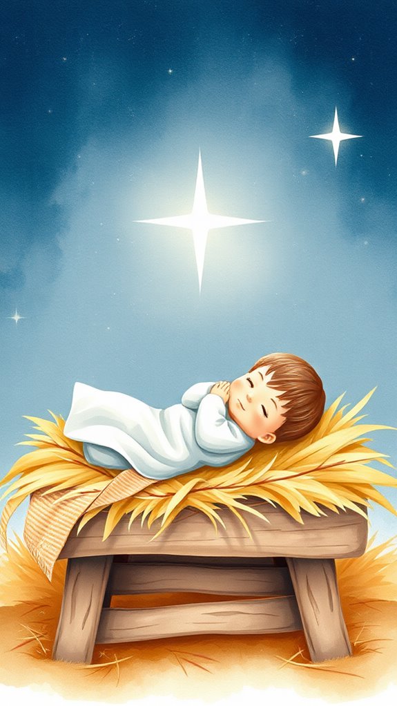 watercolor baby jesus manger