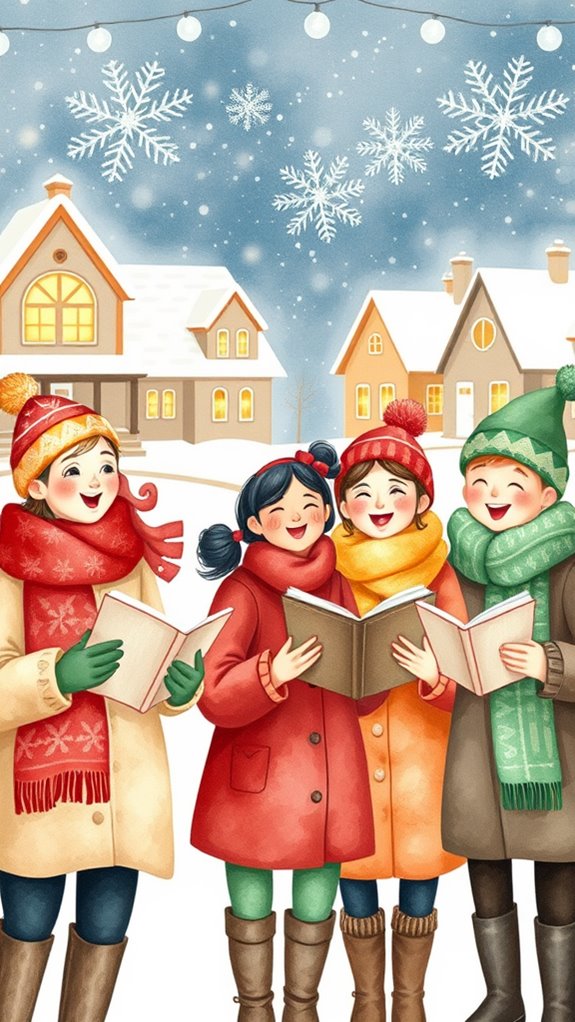 watercolor christmas carolers clipart