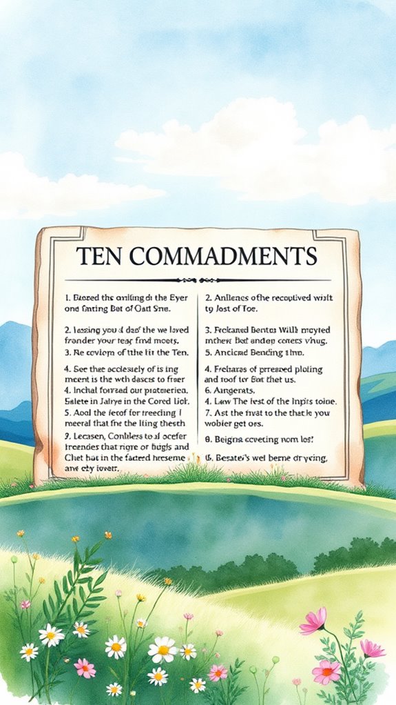 watercolor depiction of commandments