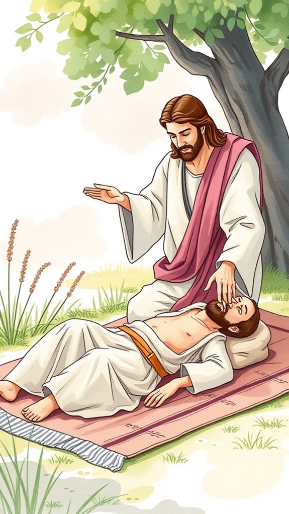 watercolor jesus healing scene