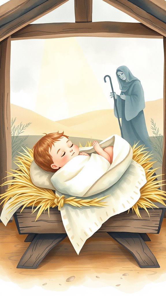 watercolor jesus manger clipart