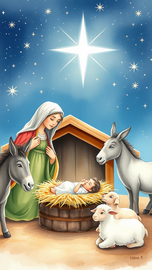 watercolor nativity scene illustration