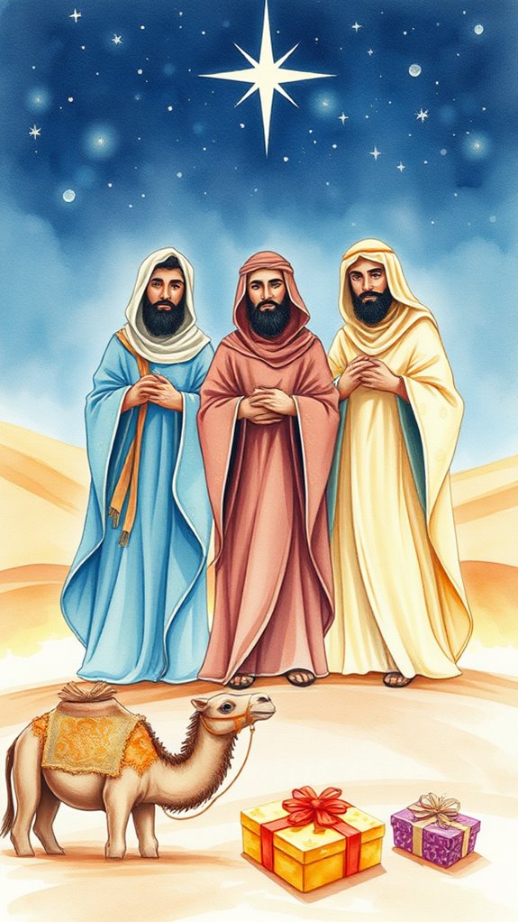 watercolor painting of wise men