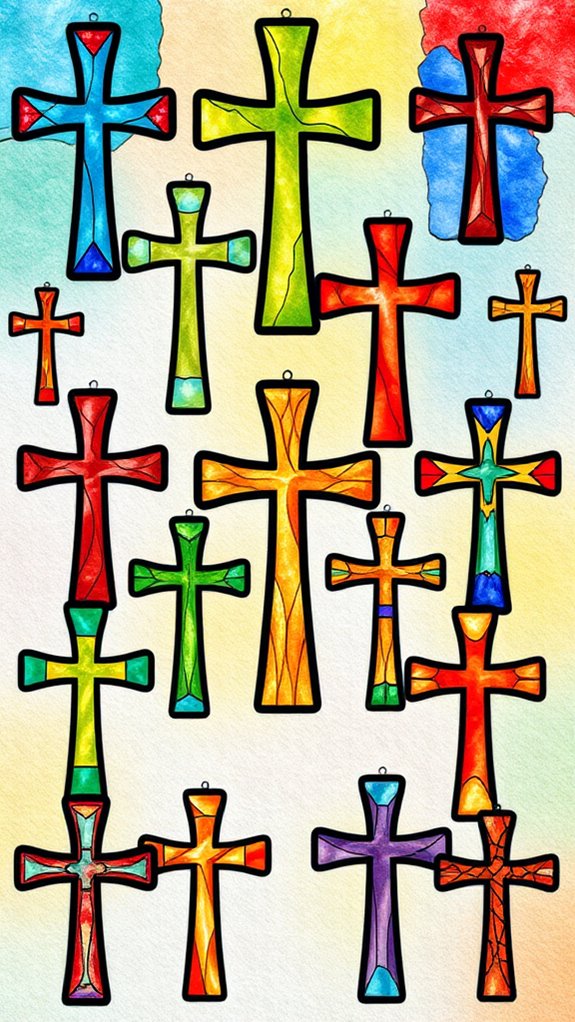 watercolor stained glass crosses