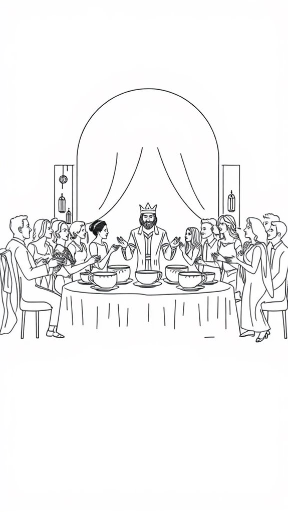 wedding feast line drawing