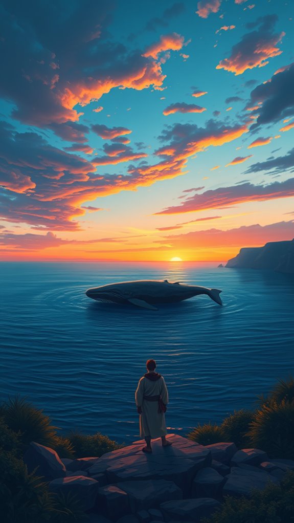 whale in scenic backdrop