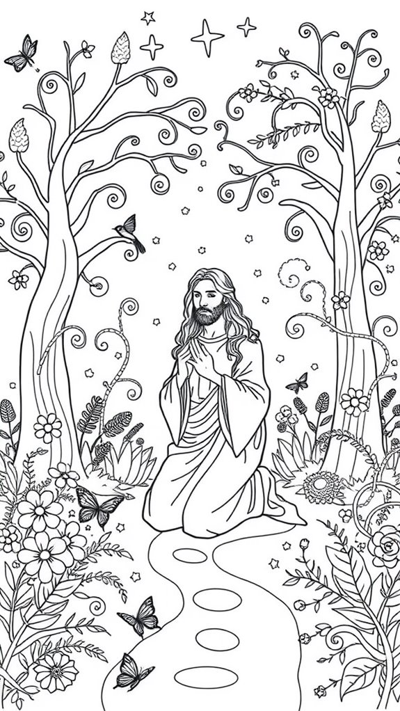 whimsical garden prayer coloring
