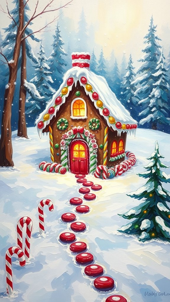 whimsical gingerbread house artwork