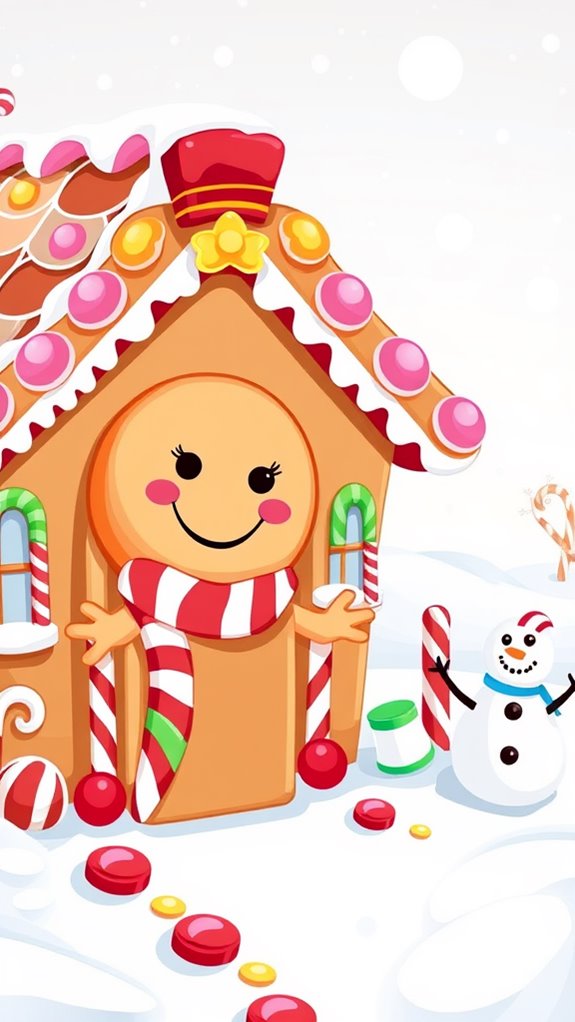 whimsical gingerbread house character