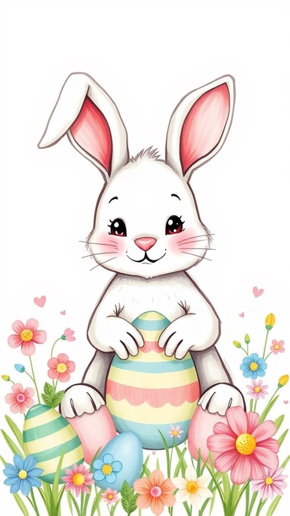 whimsical hand drawn easter bunny
