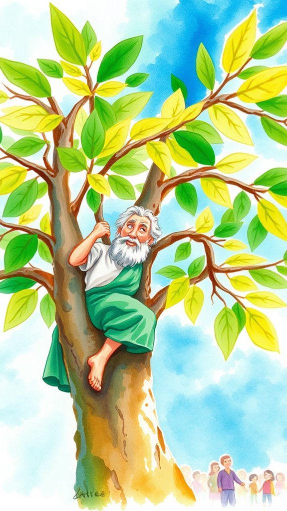 zacchaeus depicted in watercolor