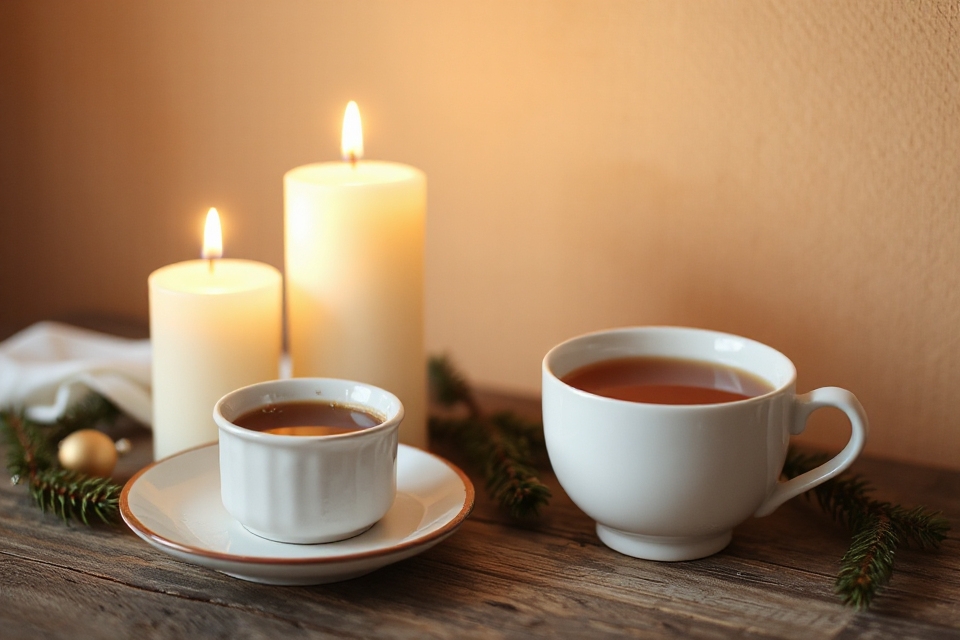 advent candles and tea