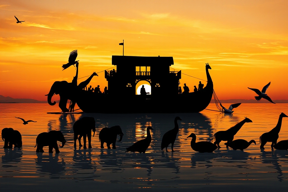 animal silhouettes on ark
