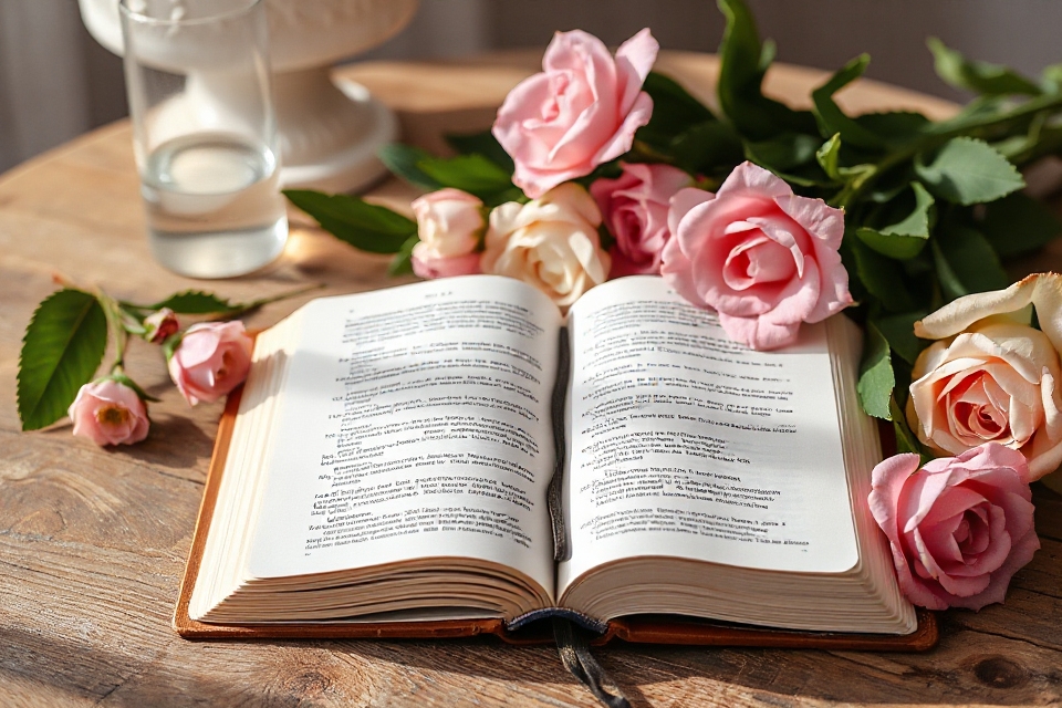bible with flower arrangement
