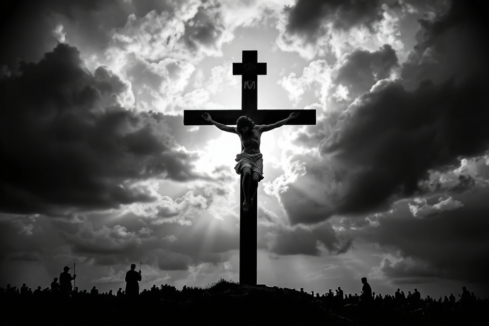 black and white crucifixion image