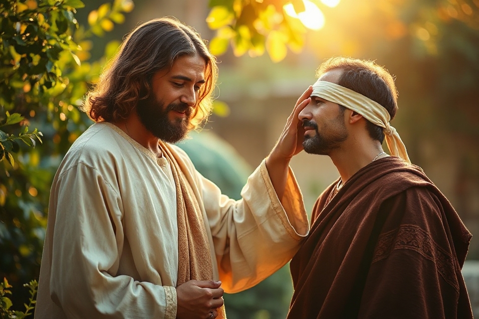 blindfolded figure s healing moment