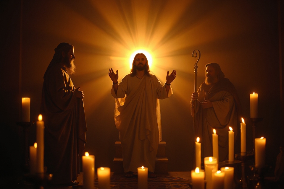 candlelit jesus transfiguration photo