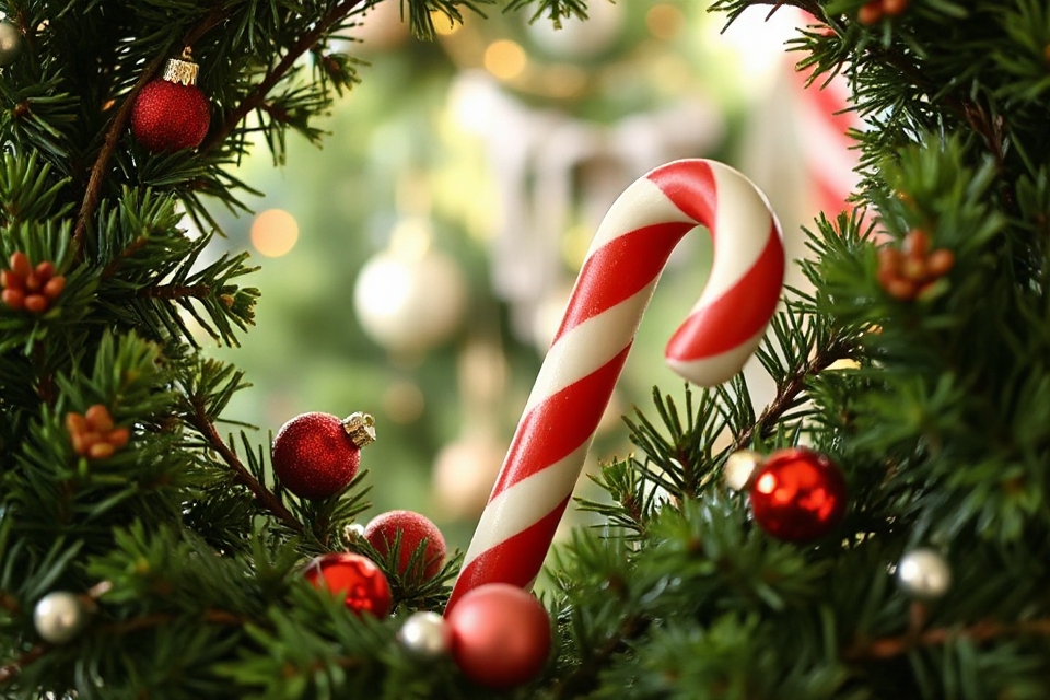 candy cane in wreath