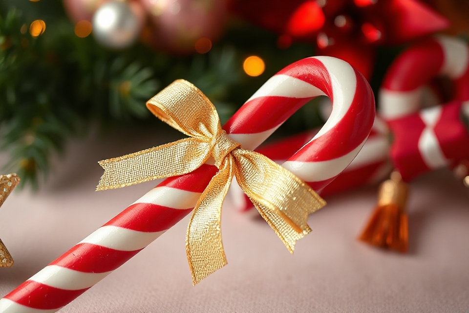 candy cane with bow