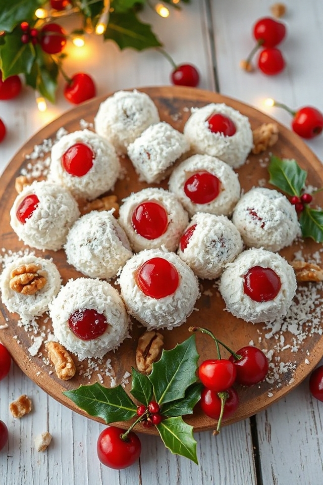 christmas balls with cherries