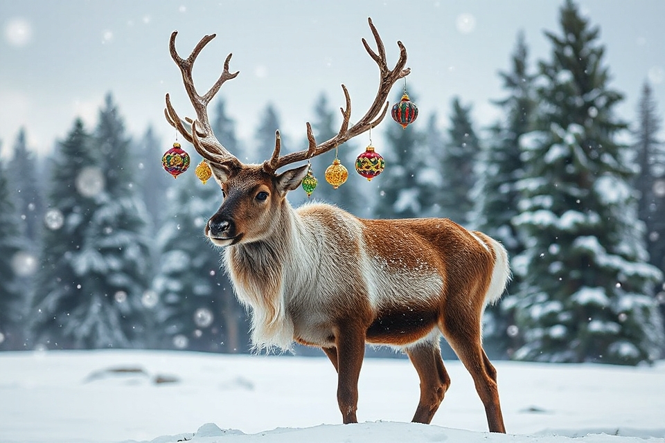 colorful ornamented reindeer photo