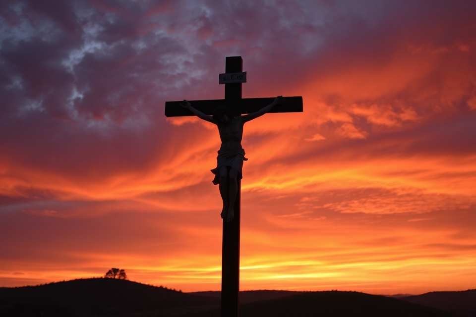 crucifixion sunset background image
