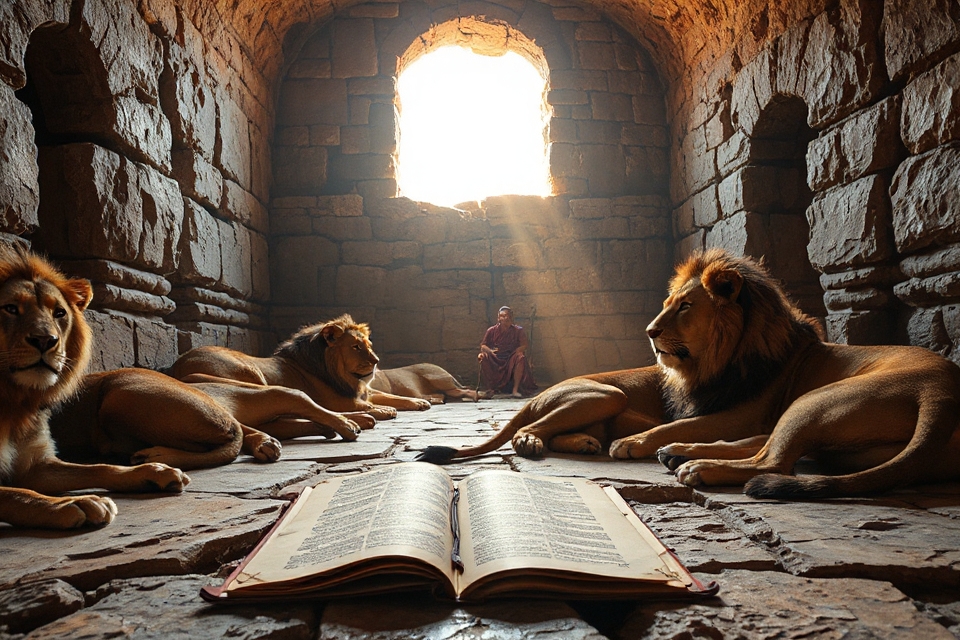 daniel with lions scroll
