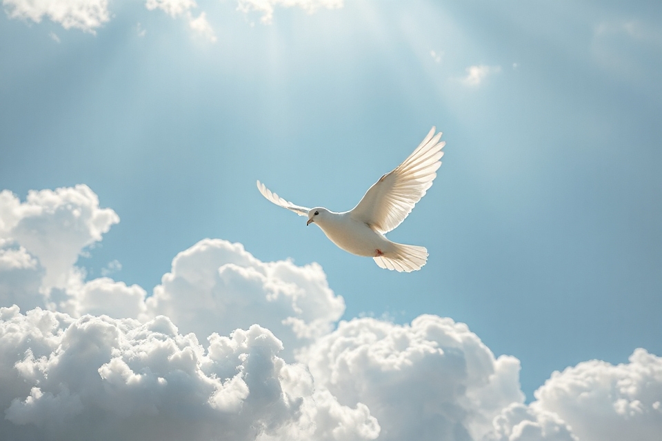 dove in ethereal clouds