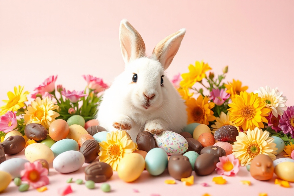 easter bunny with chocolates
