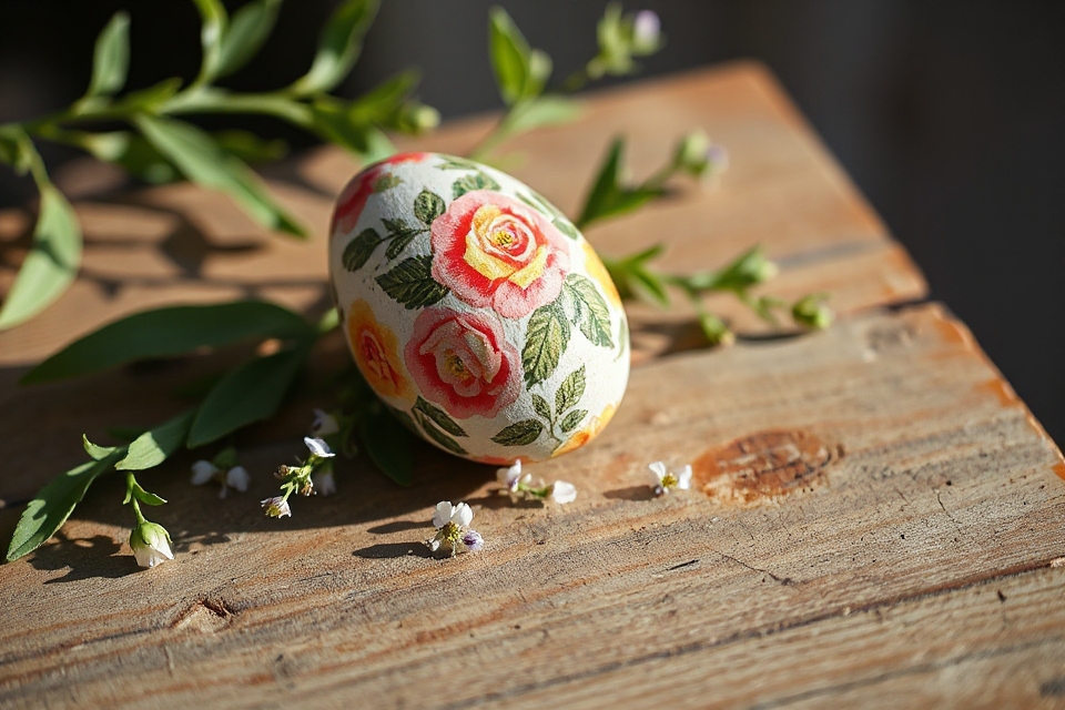 easter egg rustic table