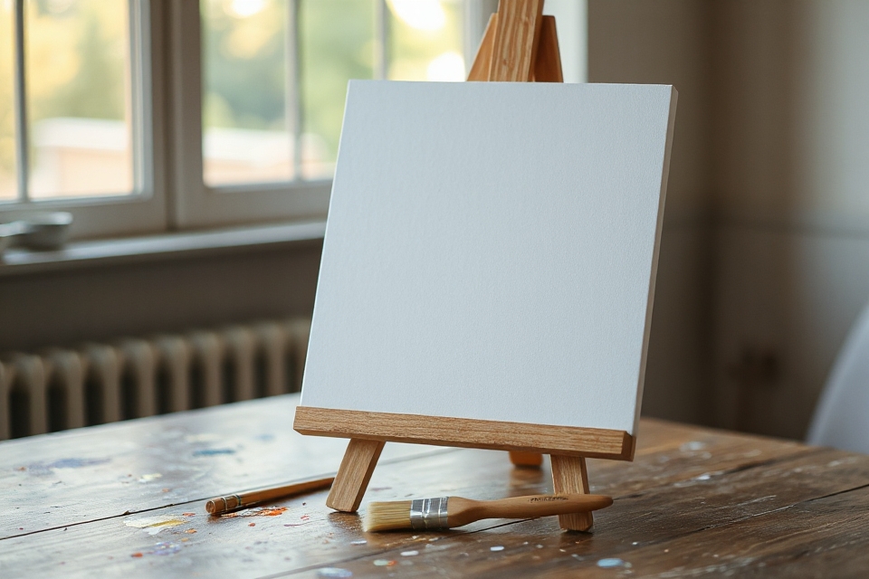 empty canvas and paintbrush