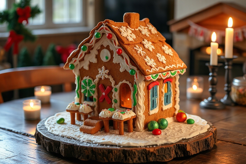 gingerbread house candlelight glow
